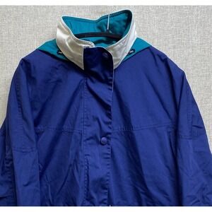 Vintage Pacific Trail Roll Up Hooded Full Zip Navy Blue Jacket Women's Petite M